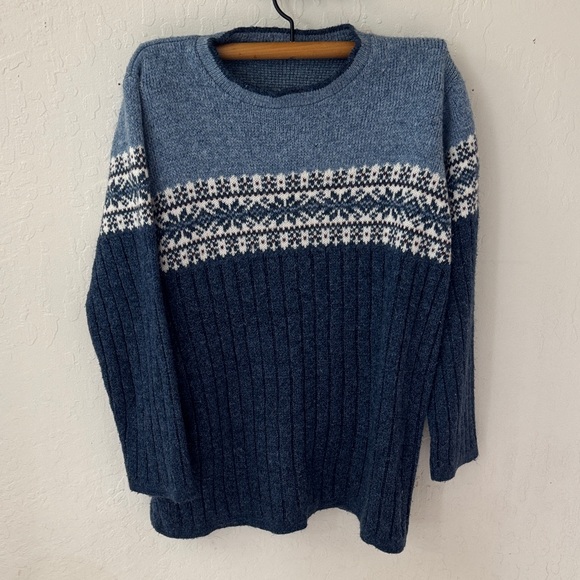 adele knitwear Sweaters - Vintage Fair Isle Sweater Women’s Small Blue Snowflake Adele Knitwear USA 90s